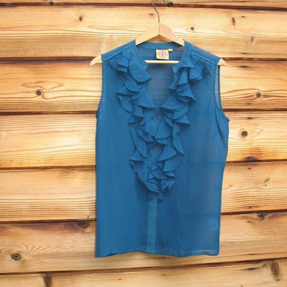Tory Burch Teal Silk Blouse Top - Picture 2 of 7